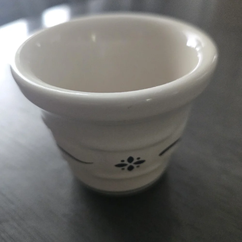 Longaberger Pottery Votive Candle Holder Blue Floral Farmhouse Decor